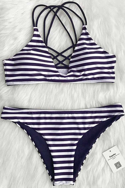 Draw A Parallel Stripe Bikini Set