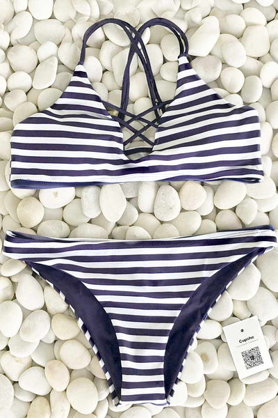 Draw A Parallel Stripe Bikini Set