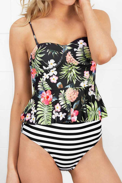 Time Slips Away Floral Bikini Set