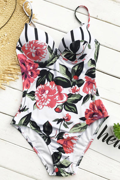 Movie Scene Floral One-piece Swimsuit