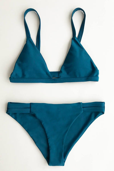 Blue Sea Solid Bikini Set