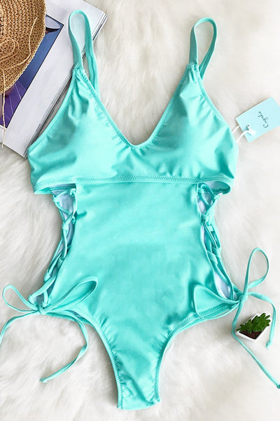 Marry You Lace Up One-piece Swimsuit