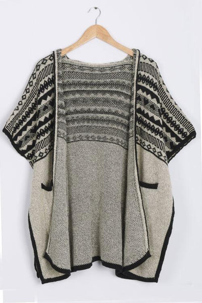 Like It Jacquard Knitting Hooded Poncho