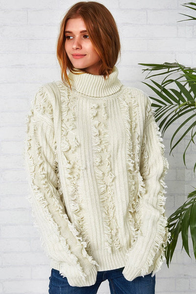 Chic Freely Ivory Tassel Sweater