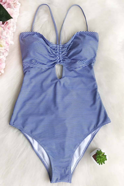 So Breezy Stripe Lace Up One-piece Swimsuit