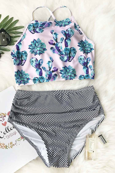 Cute Succulent Plants Floral Bikini Set