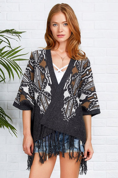 Flutter Free Jacquard Knitting Poncho