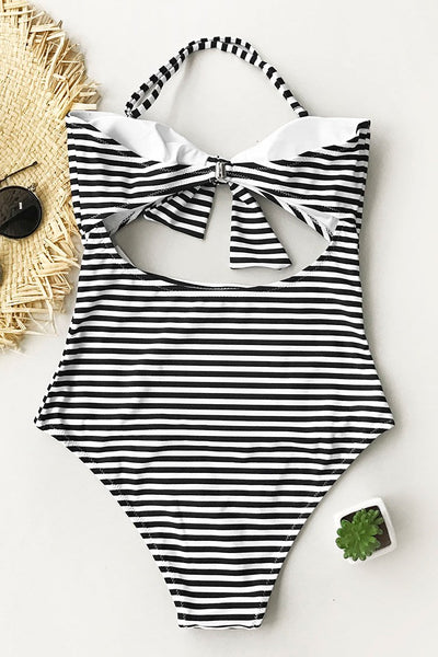 Neat As a Prinstripe Halter One-piece Swimsuit