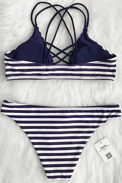 Draw A Parallel Stripe Bikini Set