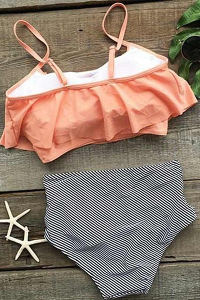 Seaside Gale Falbala High-waisted Bikini Set
