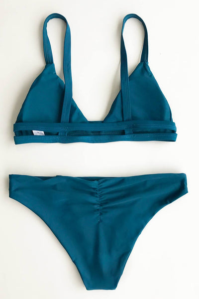 Blue Sea Solid Bikini Set