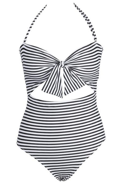 Neat As a Prinstripe Halter One-piece Swimsuit