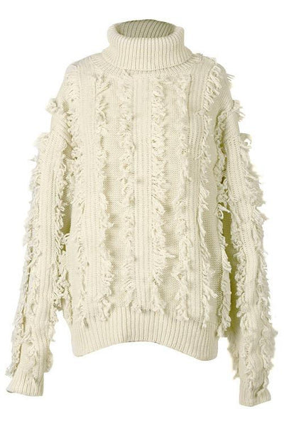 Chic Freely Ivory Tassel Sweater