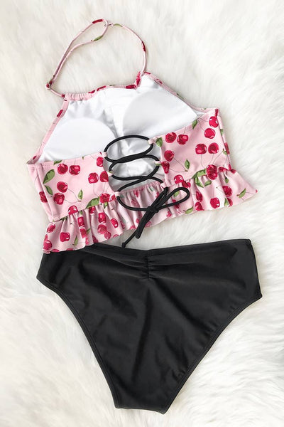 Cherry Garden Halter Bikini Set