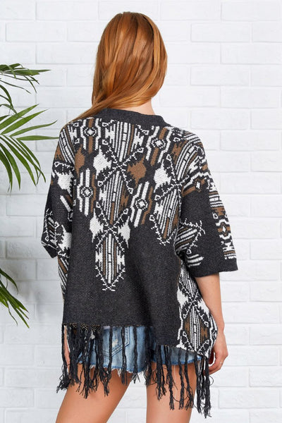 Flutter Free Jacquard Knitting Poncho