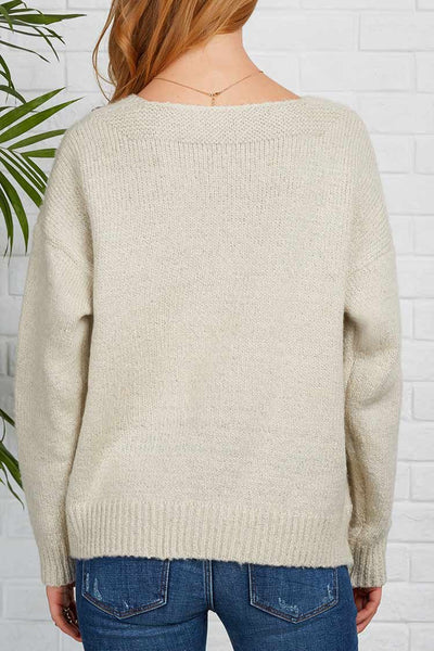 Across the Board Plunging Sweater