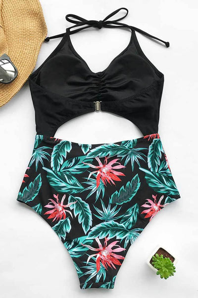 Flame In The Dark Halter One-piece Swimsuit