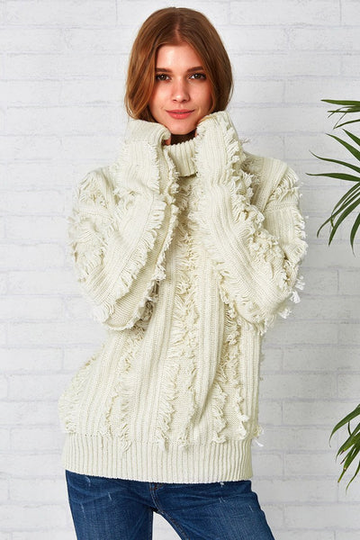 Chic Freely Ivory Tassel Sweater