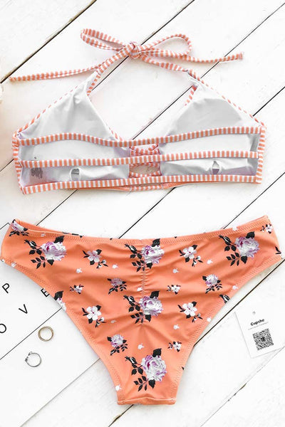 Orange Fanta Halter Bikini Set