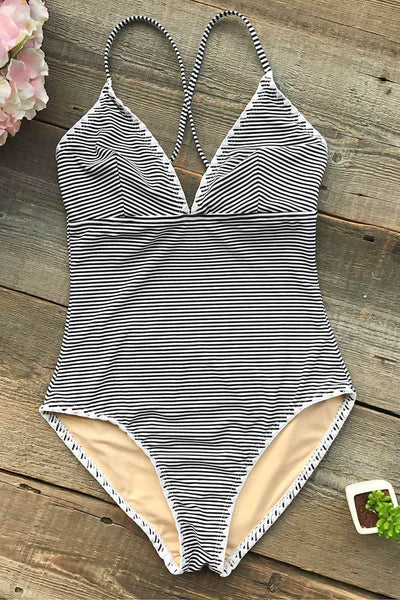 Simple Living Stripe One-piece  Swimsuit