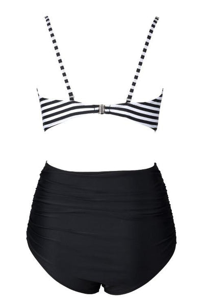 All About U Stripe High-waisted Bikini Set