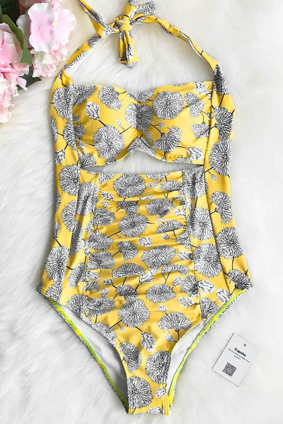 Dandelion Love Print One-piece Swimsuit