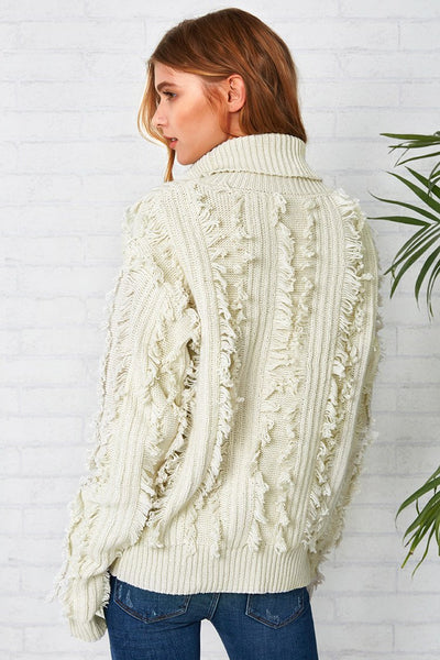 Chic Freely Ivory Tassel Sweater