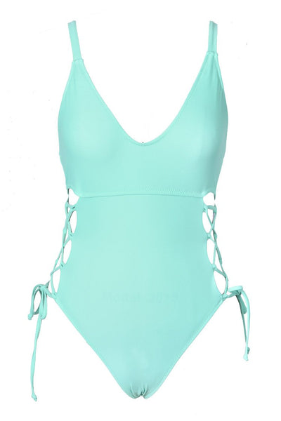 Marry You Lace Up One-piece Swimsuit