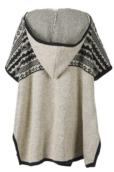 Like It Jacquard Knitting Hooded Poncho