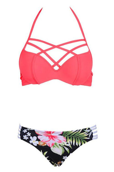 Summer Blooming Halter Bikini Set