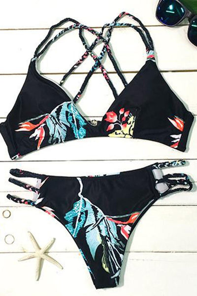 Black Midnight Garden Bikini Set