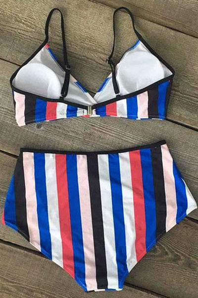 Color the Coastline Stripe Bikini Set