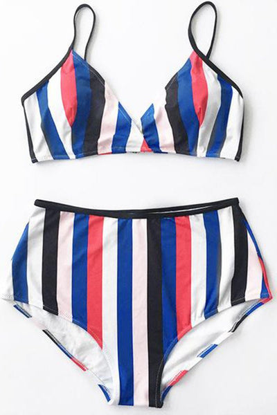 Color the Coastline Stripe Bikini Set