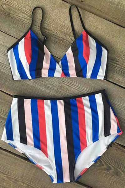 Color the Coastline Stripe Bikini Set