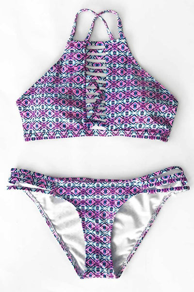 Island Rhombus Print Bikini Set