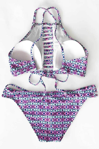 Island Rhombus Print Bikini Set