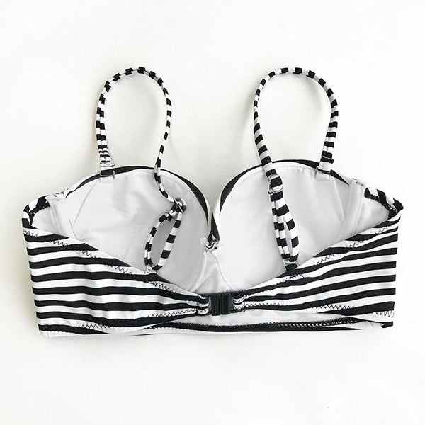 All About U Stripe High-waisted Bikini Set