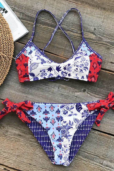 Colorful Girl Print Bikini Set