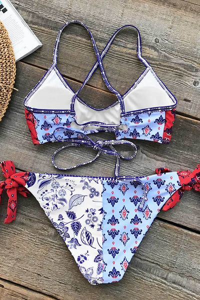 Colorful Girl Print Bikini Set