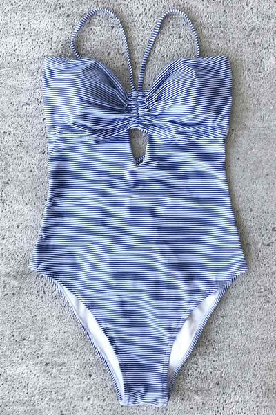 So Breezy Stripe Lace Up One-piece Swimsuit