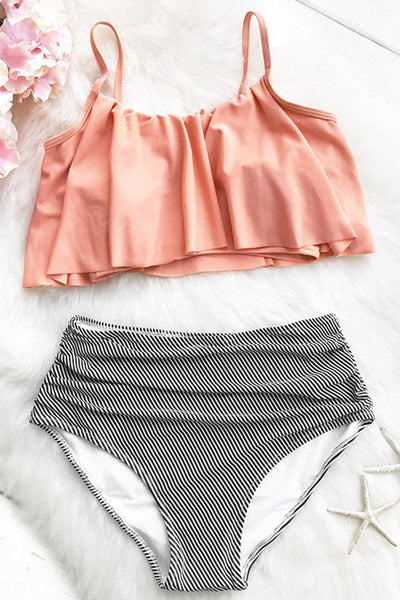 Seaside Gale Falbala High-waisted Bikini Set