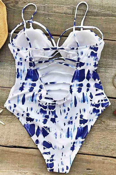 Snowy Night Tie-dyed One-piece Swimsuit