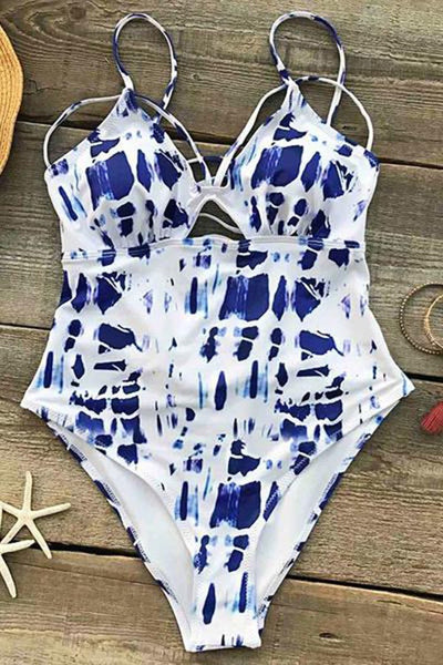 Snowy Night Tie-dyed One-piece Swimsuit