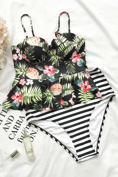 Time Slips Away Floral Bikini Set